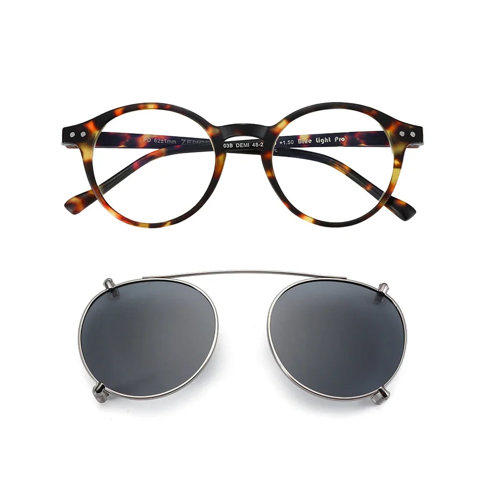 Clip2026 Edition On Sunglasses Retro Round Frames Anti Blue Light Polarizing Clip Ons Summer