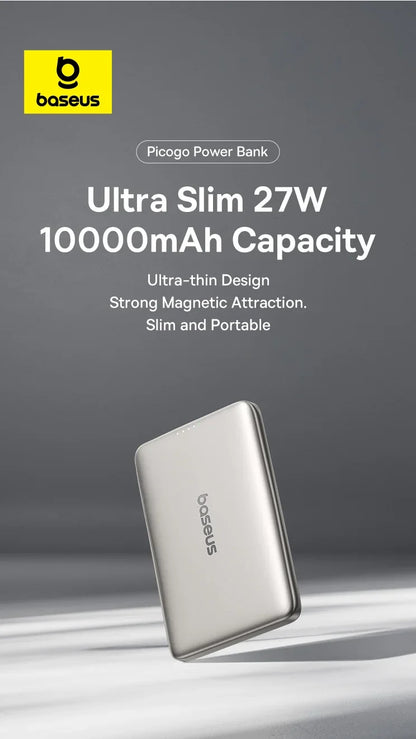 Card-Sized 10000mAh PD 27W & 5000mAh PD 20W Cordless Charging 2026 – Ultra-Slim Magnetic Power Bank