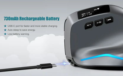 Bluetooth Vertical Comfort-Grip Mouse With OLED Screen
