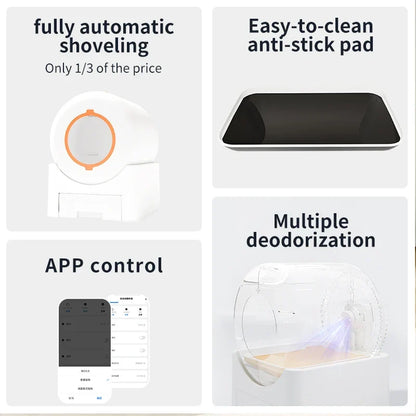 Automatic2025 Edition Cat Litter Box WiFi Connected Self Cleaning Closed Design Extra Large Deodorization Fall