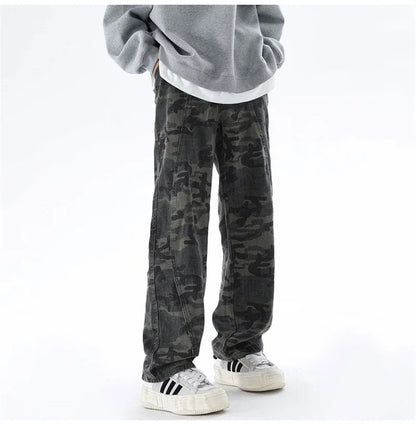Men’s Oversized Cargo Jeans - Baggy Straight Denim Wear