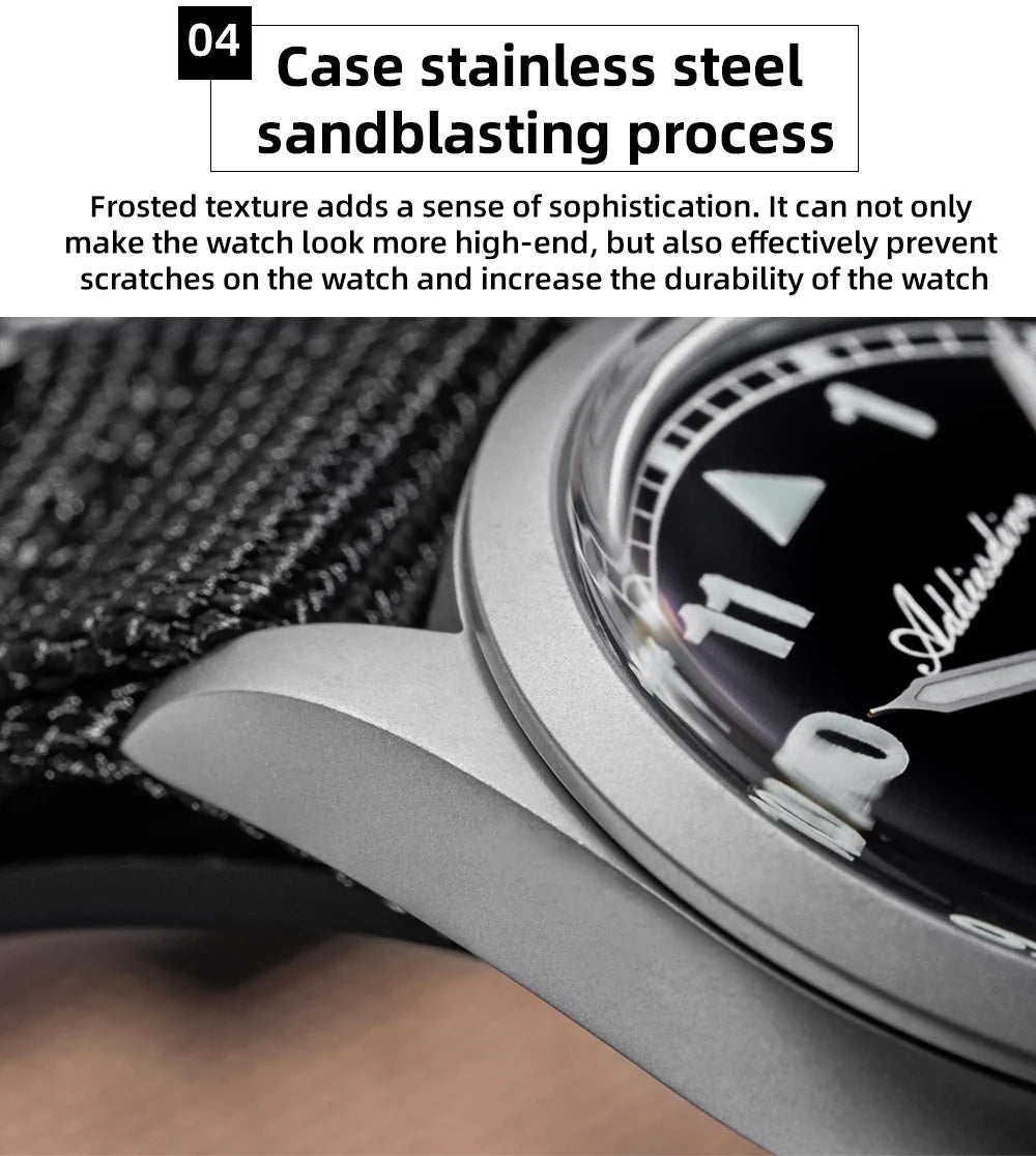 Water-Resistant Diver Quartz Watch Luminous Hands, Nylon Strap, 100m Water Resistance