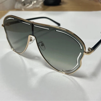 Pilot Oversized Punk Sunglasses Women Big Frame 2025 Hollow Shades for Ladies