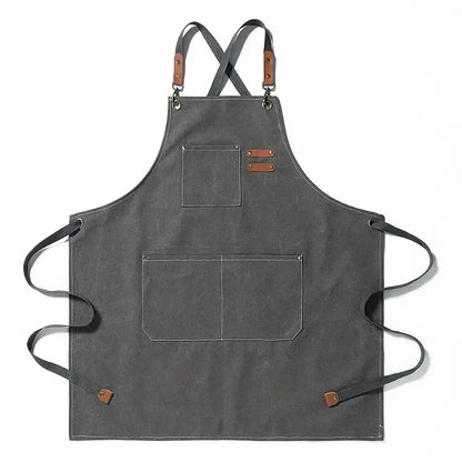 Canvas Apron Flexible Crossback Work Apron For Kitchen Chef Restaurant Cafe Fall 2025 Sturdy Pockets