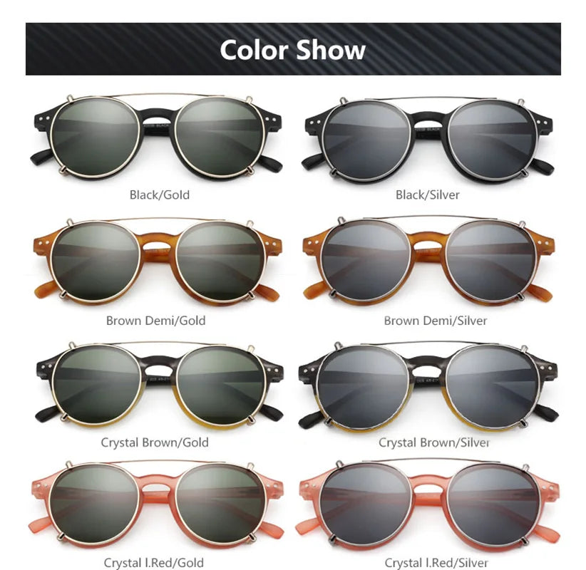 Clip2026 Edition On Sunglasses Retro Round Frames Anti Blue Light Polarizing Clip Ons Summer