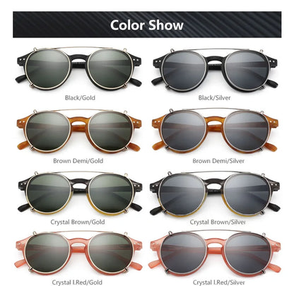Clip2026 Edition On Sunglasses Retro Round Frames Anti Blue Light Polarizing Clip Ons Summer