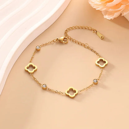 Clover Flower Stainless Steel Bracelet Kit Gold Gift
