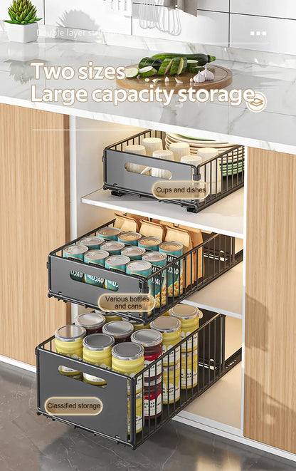 Out Pull Cabinet Organizer Slide Drawer Kitchen Rack