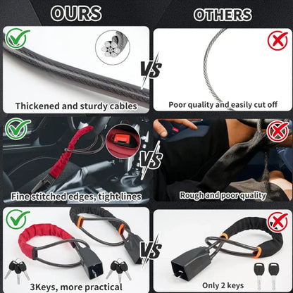 3-Key Anti-Theft Security Device 2026 – Universal Car Steering Wheel Lock with Seatbelt Buckle