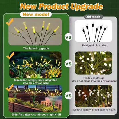 LED Solar Reed Garden Lights Plastic Outdoor Water-Resistant Swaying Pathway Lamps Summer 2026 Patio Decor