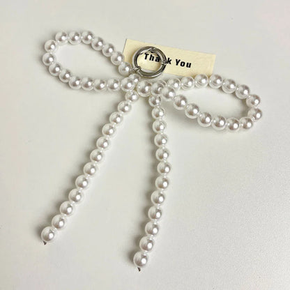Pearl Beaded Bow Keychain Y2K Bag Charm Cute Gift Accessory