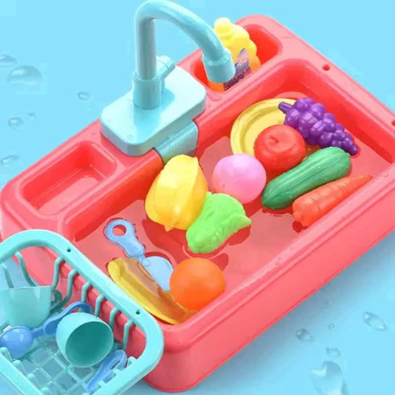 Kids Play Kitchen Sink Set with Water Circulation System for Educational Role Play and Imaginative Fun-3