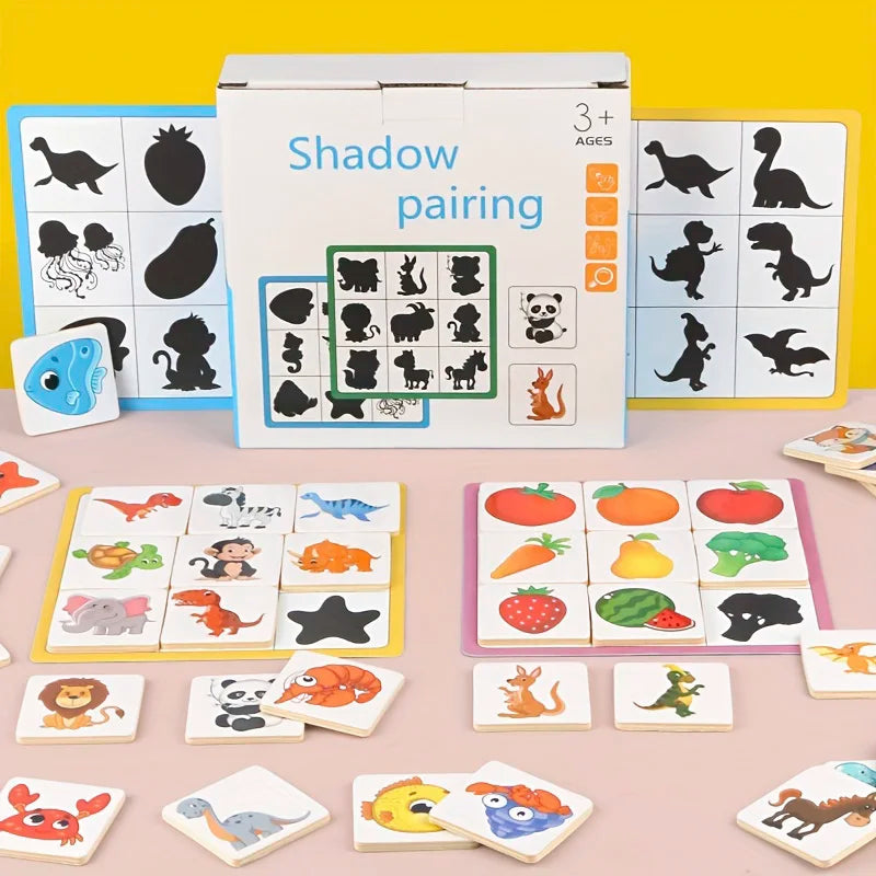 Montessori Wooden Shape Puzzle for Kids - Educational Animal and Fruit Matching Game
