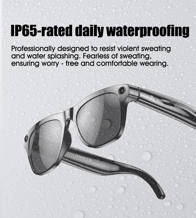 AI 4K Smart Camera Glasses Photochromic Travel Handsfree