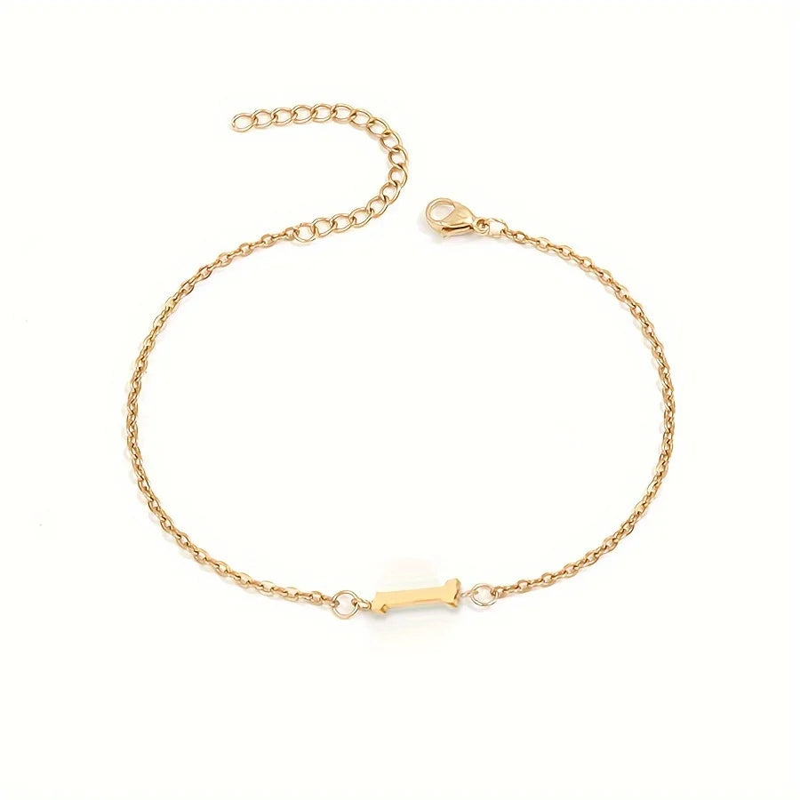 Letter Initial Bead Bracelet Thin Chain Minimalist Elegant