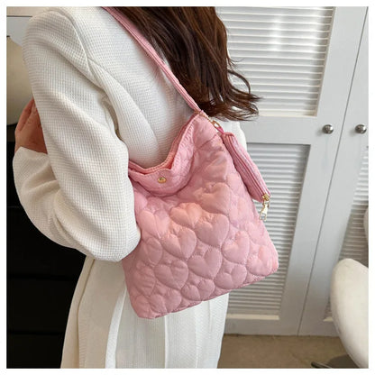 padded square shoulder bag, polyester, casual everyday – Cozy women's quilted tote