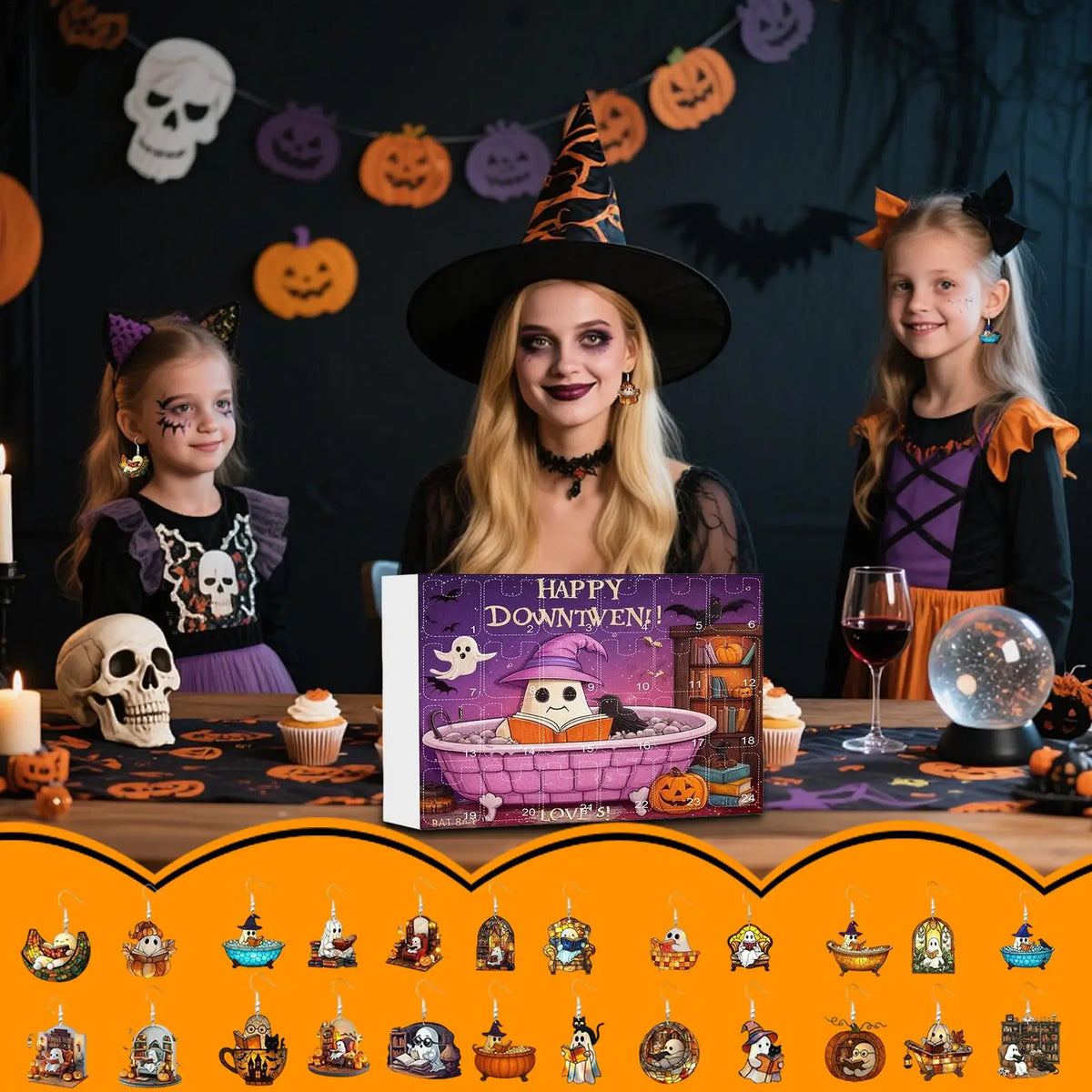 Halloween Advent Calendar Ghost Earrings 24 Day Kit