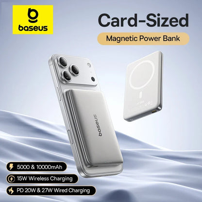 Card-Sized 10000mAh PD 27W & 5000mAh PD 20W Cordless Charging 2026 – Ultra-Slim Magnetic Power Bank