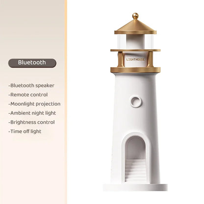 Projection Moon Light Lighthouse Desktop Night Lamp Dimmable Bluetooth Speaker Motion Sensor Holiday 2025 Gift