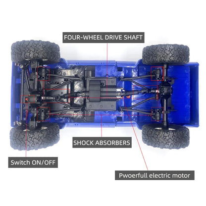 RC Car 1:16 Scale 4WD Rock Crawler Motor-Driven Off Road Buggy With LED Lights Gift For Kids 15-20 Min Run Time
