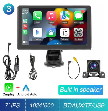 Stereo Car 7-Inch IPS Touchscreen With CarPlay Android Auto, GPS Navigation, WiFi, Rear View Camera