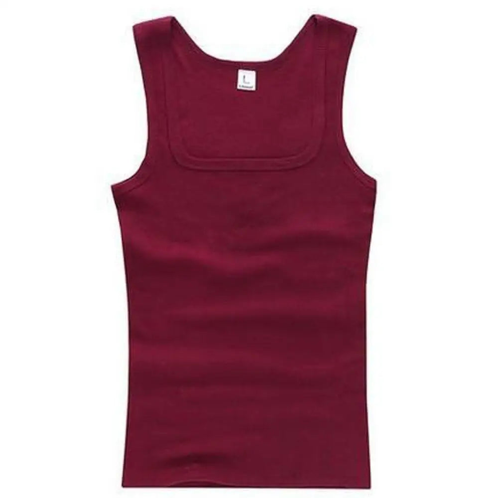 slash neck, casual fit, solid, summer knit vest – Breathable men's cotton tank top