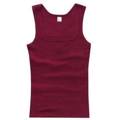slash neck, casual fit, solid, summer knit vest – Breathable men's cotton tank top