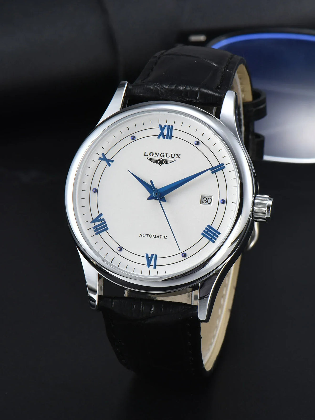 Automatic Watch Leather Strap Mechanical Date Water-Resistant