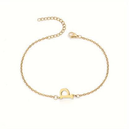 Letter Initial Bead Bracelet Thin Chain Minimalist Elegant