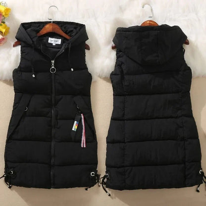 Long Quilted, Cotton Shell – Warm Cozy Women’s Puffer Vest