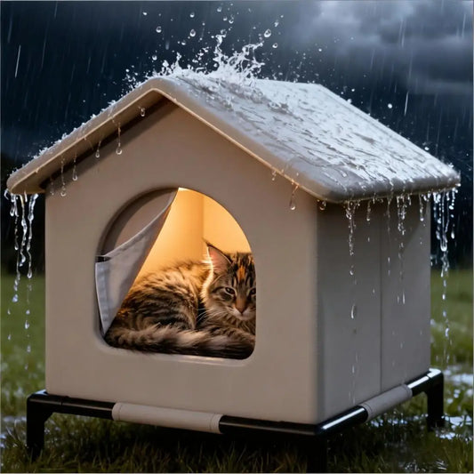 Cat House Water-Resistant Winter Warm Shelter Foldable Outdoor Pet Cave Bed For Cats And Compact Dogs