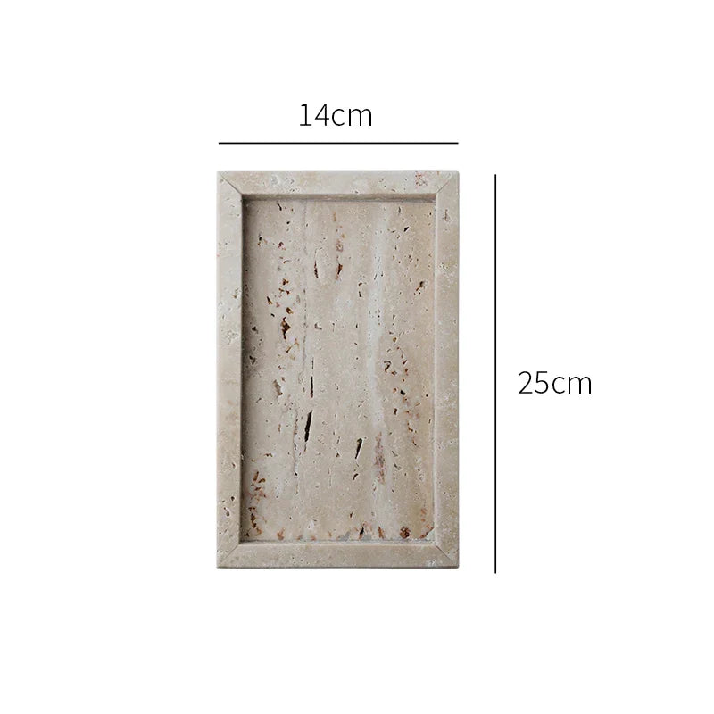 Tray Vanity Travertine Stone Minimalist Marble Style Tray Beige Organizer Fall 2025 Coffee Table Decor Gift