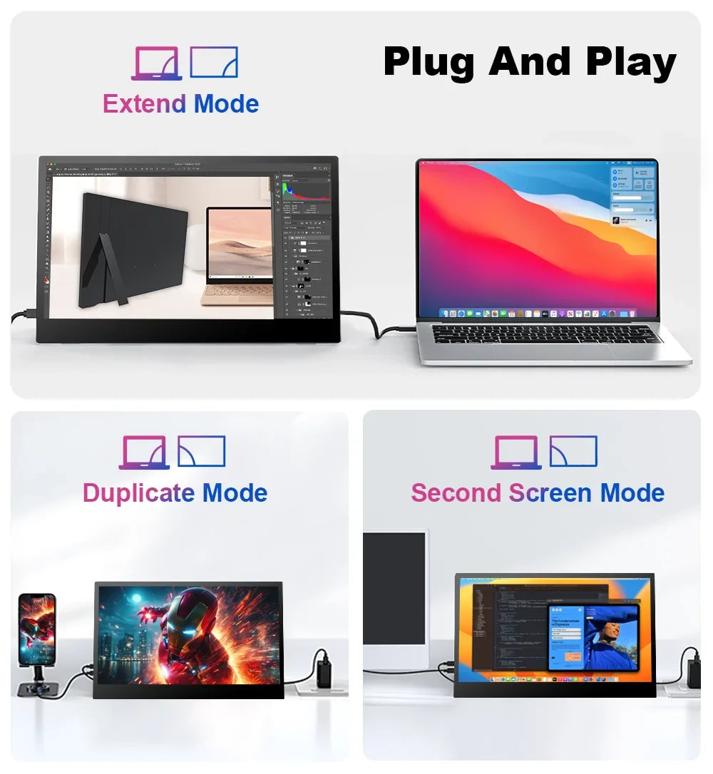 Travel-Friendly 15.6 Inch FHD IPS Gaming Monitor 3ms Speaker