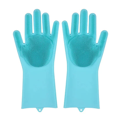 Silicone Dishwashing Gloves with Scrubber - Eco-Friendly Household Cleaning Device