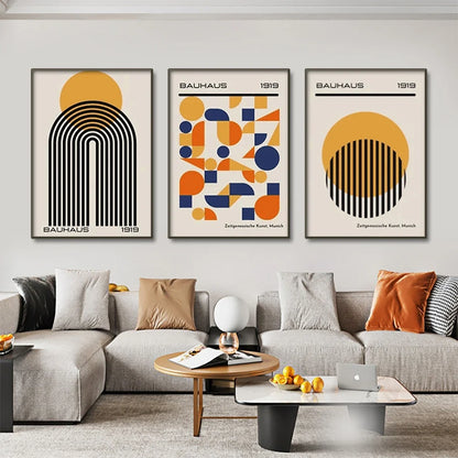 Bauhaus Abstract Patterned Posters Vertical Canvas Art