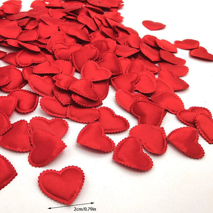 Confetti Heart Padded Fabric Hearts 200Pcs Red Valentine 2026 Table Decor For Wedding Party