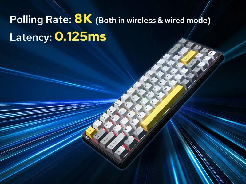 Mechanical Keyboard 68Key Cordless Bluetooth RGB Hall Effect