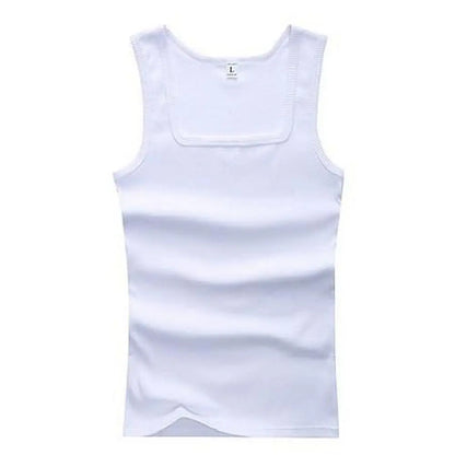 slash neck, casual fit, solid, summer knit vest – Breathable men's cotton tank top