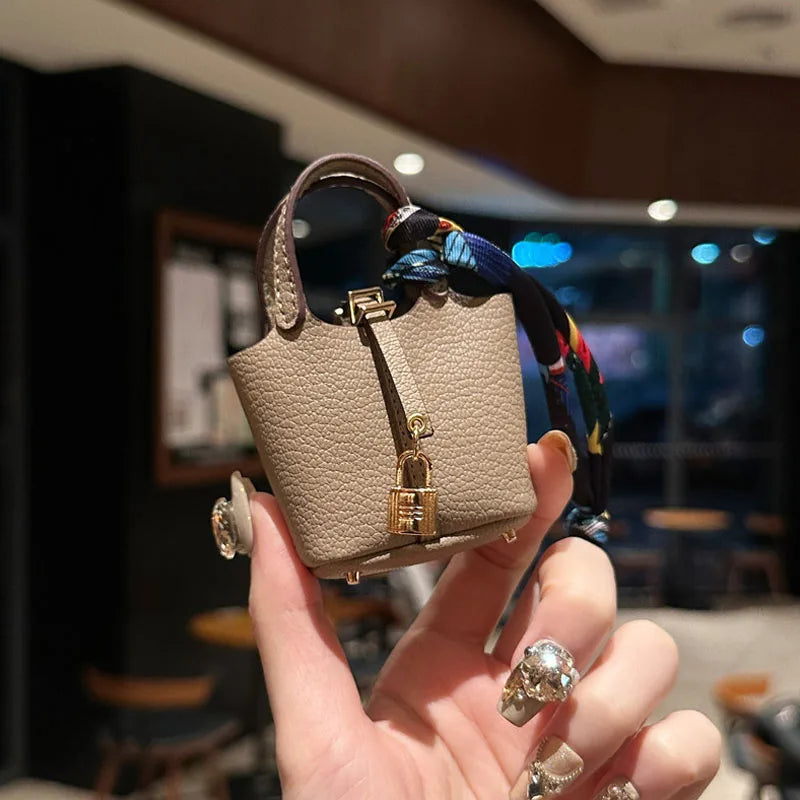Free 1+1 Birkin Inspired Mini Hand Bag - Basket Bag Charm