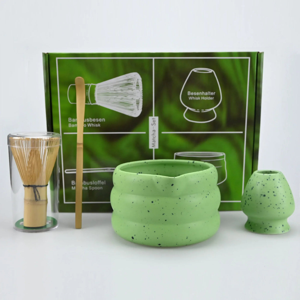 Matcha Kit Porcelain Bowl Whisk Spoon Stand Gift Japanese
