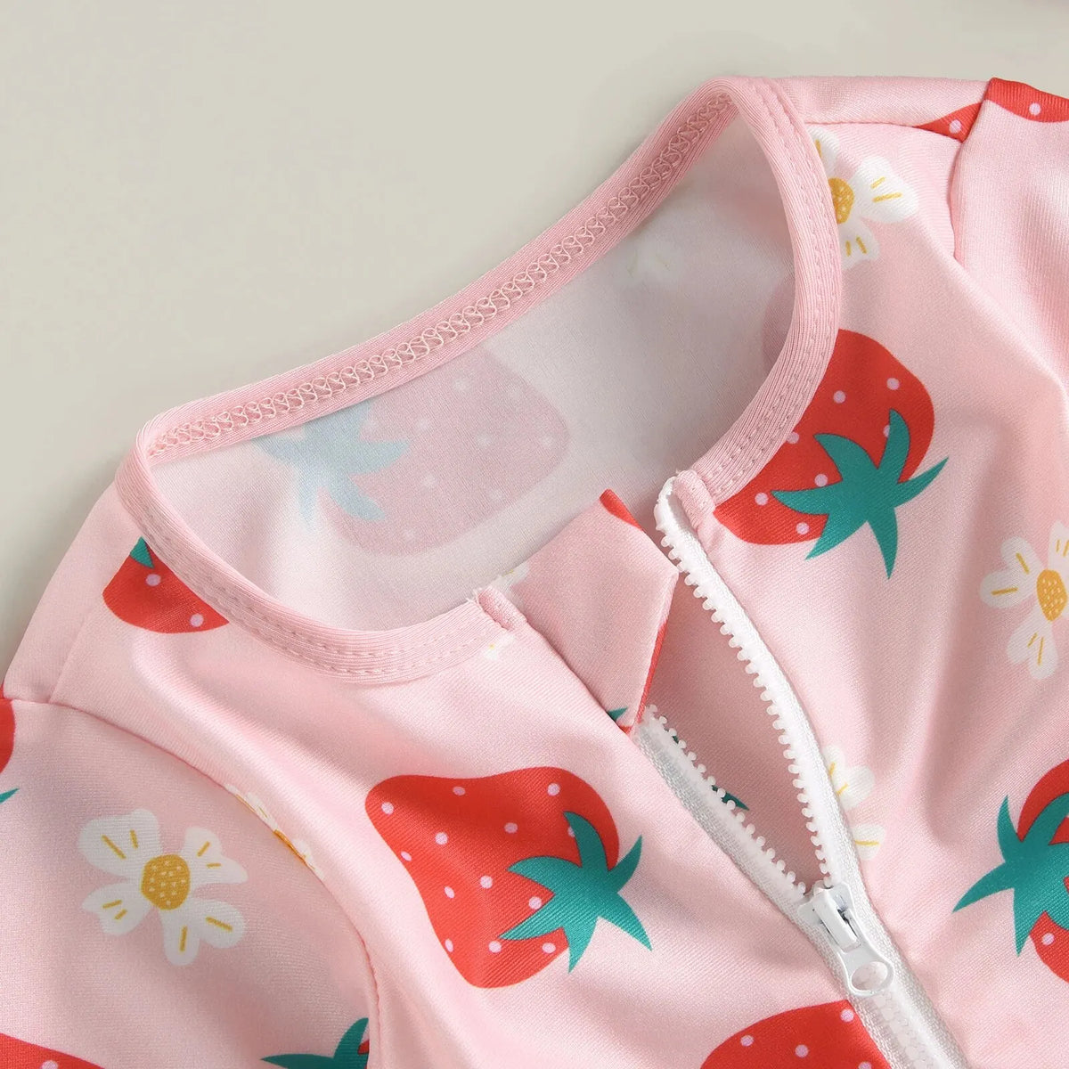 long-sleeve zipper, flamingo floral print, polyester, for summer – Light infant girl’s swimwear jumpsuit