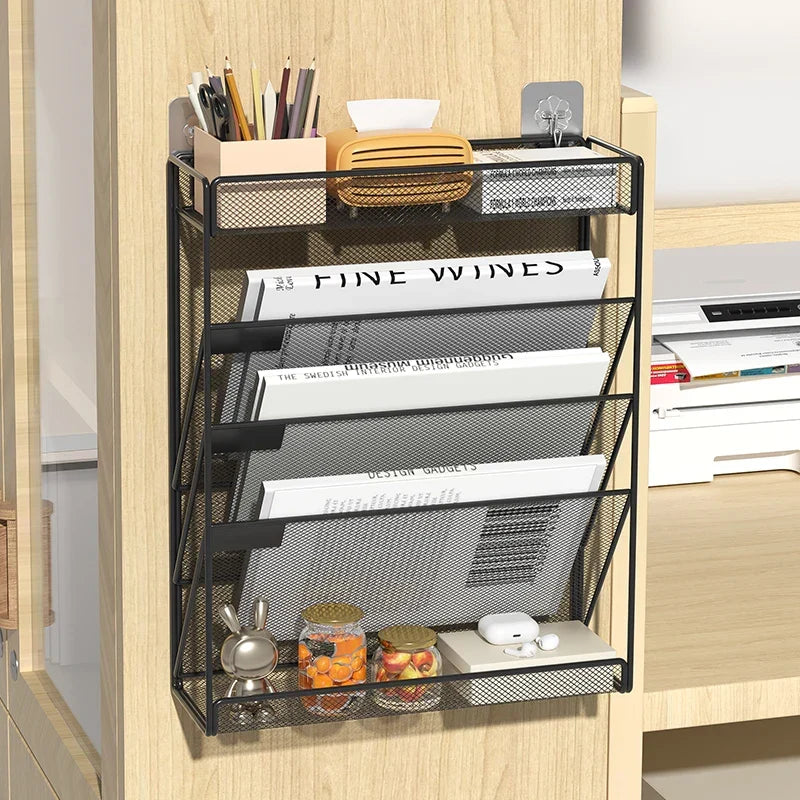 File Desk Organizer 5-Tier Mesh Vertical Wall Mount Desktop Mail Sorter Back To School 2025 Space Saving