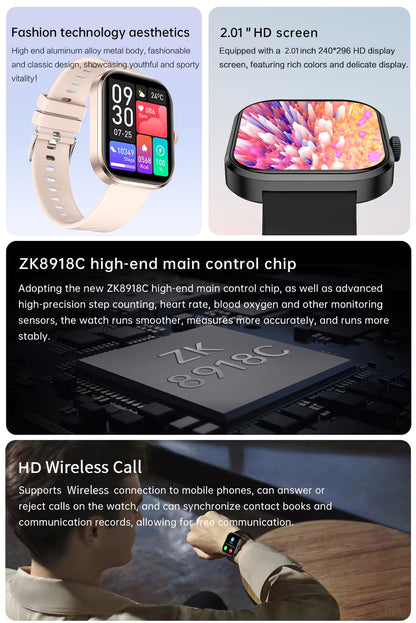 Health 2025 Smartwatch BP+ECG+HRV+BG Monitor with SpO2, Heart Rate, Sleep & Fitness Tracking