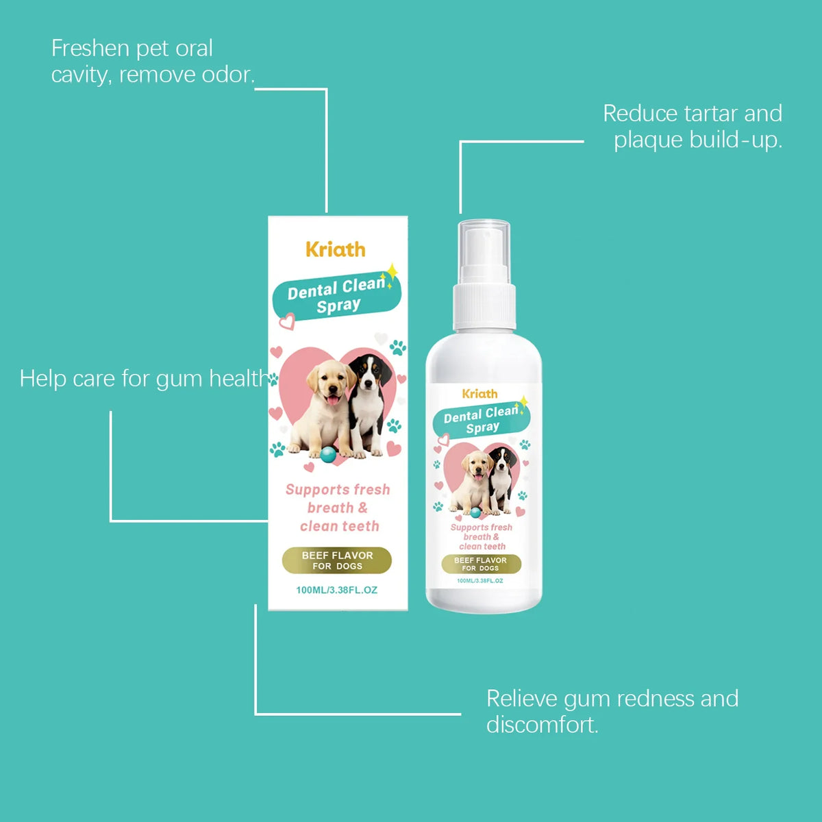 Organic Bad Breath Freshener Dog Cat Teeth Cleaning Plaque Reducer 2026 – Pet Oral Maintenance Spray 100ml