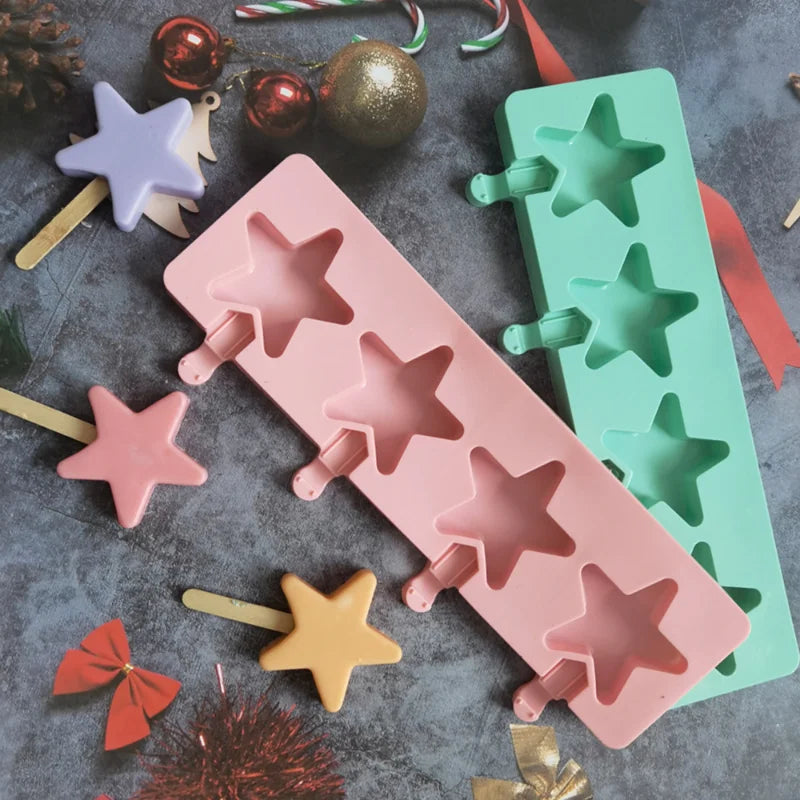 Star-Shaped Silicone Ice Cream Mold, Multi-Use Baking Device for Ice Cream, Chocolate, Jelly, and Cake Pops