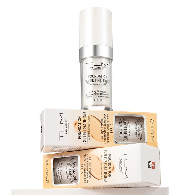 Color-Changing Liquid Foundation with SPF - Long-Lasting Water-Resistant Oil-Control Sunscreen Cream 30ml