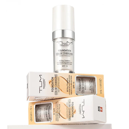 Color-Changing Liquid Foundation with SPF - Long-Lasting Water-Resistant Oil-Control Sunscreen Cream 30ml