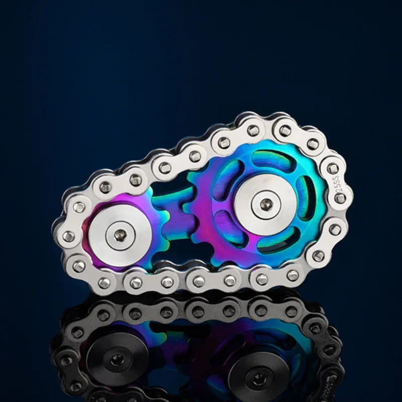 Spinner Fidget Metal Chain Gear EDC Rainbow Focus Toy