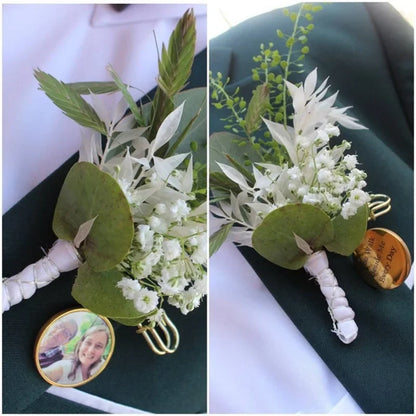 Photo Custom Brooch Pin - Personalized Memorial Picture Wedding Boutonniere Pendant, Zinc Alloy