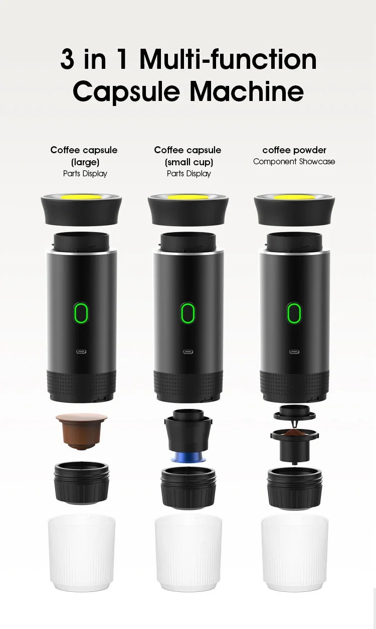 Travel-Friendly Espresso Machine Cordless 3 In 1 Travel Car Camp